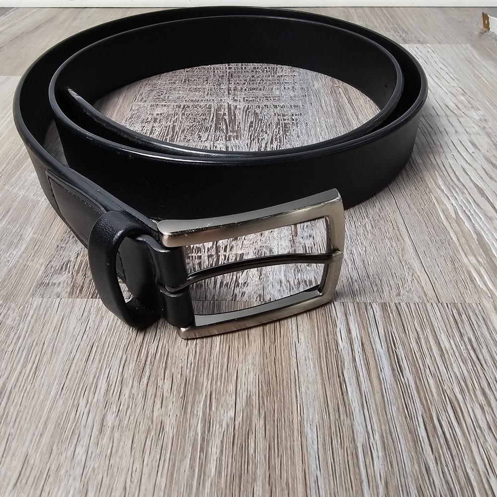 Perry Ellis Portfolio Mens Full Grain Cowhide Dress Belt 44 Black Classic Office